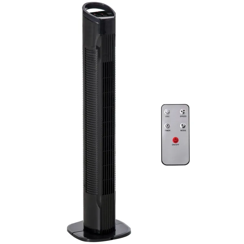 Homcom Ventilador de Torre 50W con Mando a Distancia 20x78,5 Cm Negro 824-017V90BK