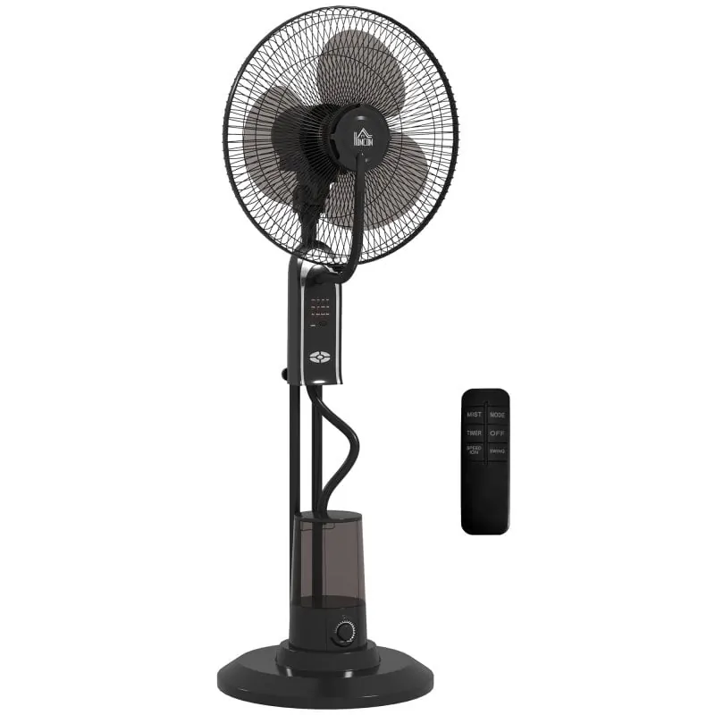 Homcom Ventilador Nebulizador 75 W Temporizador Tanque 3.2L 44.5cm Negro 824-099V90BK