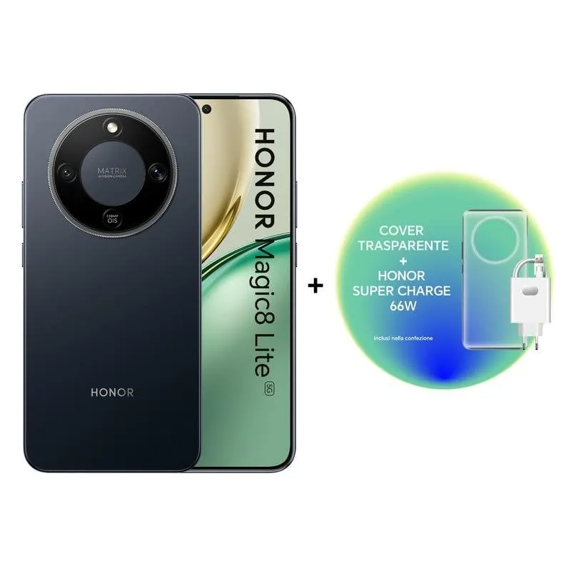 HONOR Magic8 Lite 5G 8GB 512GB 6.79" Negro + Cargador 66W + Funda Transparente HONORM8L8512BLK