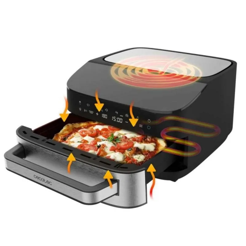 Horno eléctrico 7L con pantalla táctil y piedra para pizza Negro resistencias superiores e inferiores A01_EU01_109091