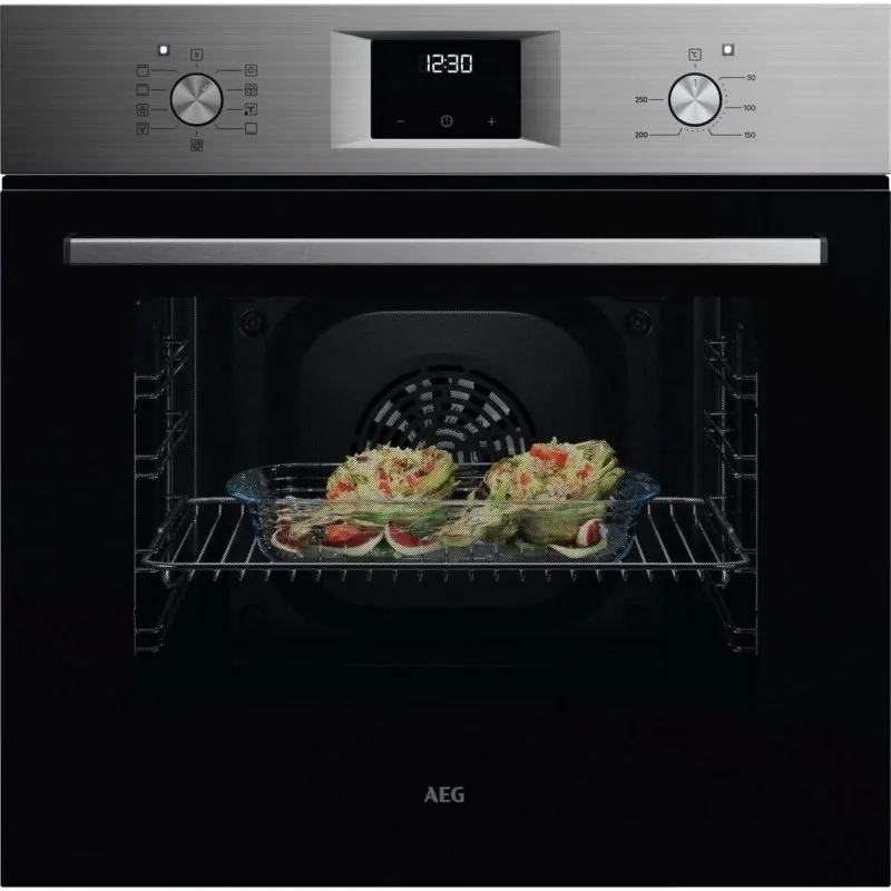 Horno eléctrico AEG OU5AB21CM 65 L Inox antihuellas con Aqua Clean y guía telescópica 944 068 479