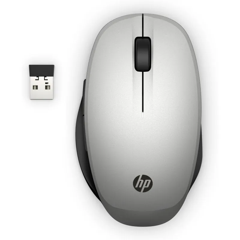 HP 300 Ratón Inalámbrico con Modo Dual 3600 DPI Plata 6CR72AA
