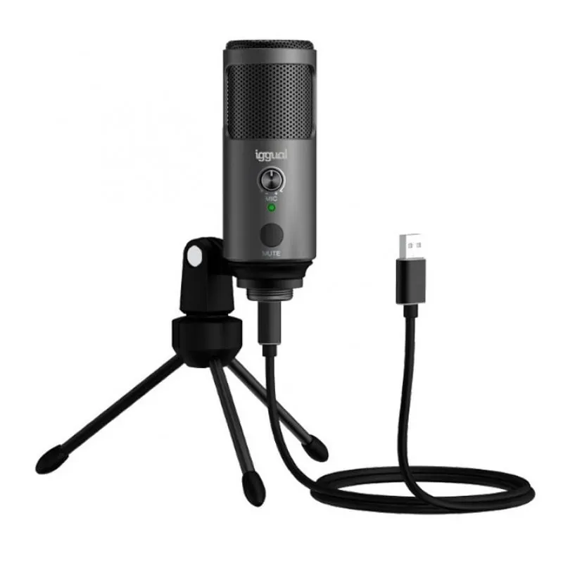 Iggual IGG317273 Micrófono Condensador para Streaming Gris IGG317273
