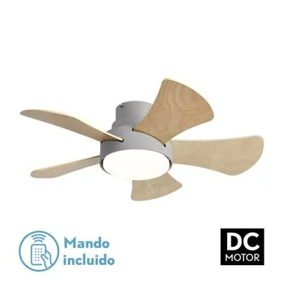 Iluminashop 305487 Ventilador De Techo Led Verano e Invierno con Mando a Distancia 25W Gris/Haya 305487