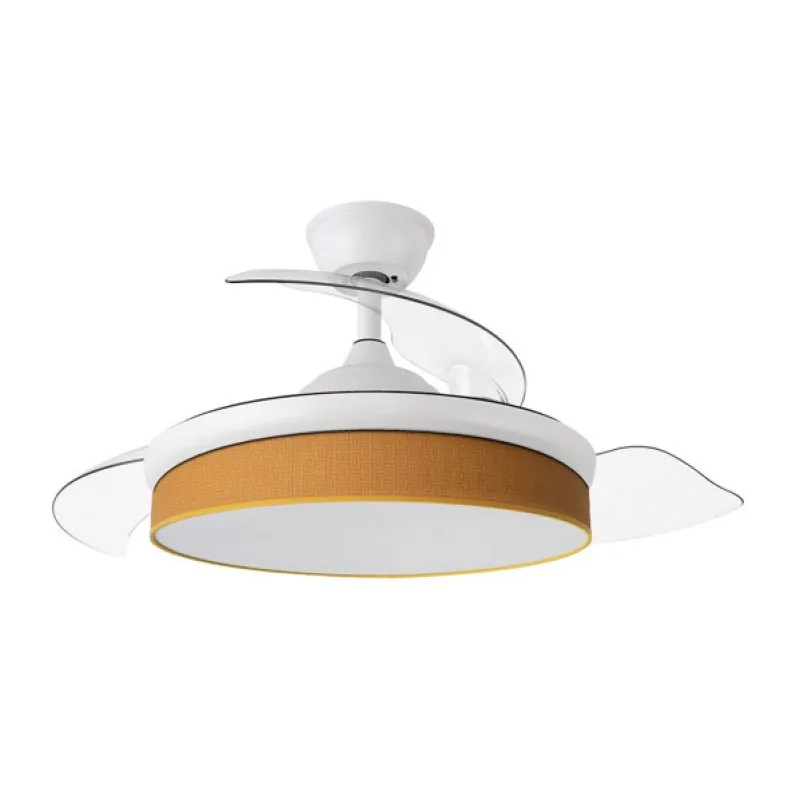 Iluminashop 350599 Ventilador de Techo LED con Mando a Distancia Palas Retractiles 72W Blanco/Naranja 350599