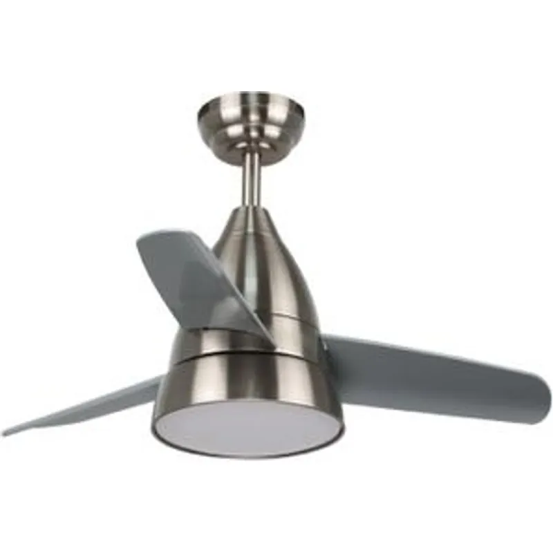 Iluminashop Ventilador de Techo con Luz LED y Mando 24W Níquel Motor DC 307985