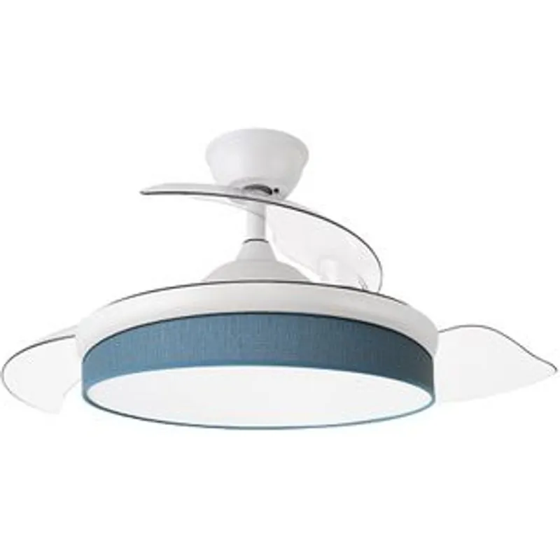 Iluminashop Ventilador de Techo con Luz LED y Mando 72W Blanco/Azul Motor DC 350683