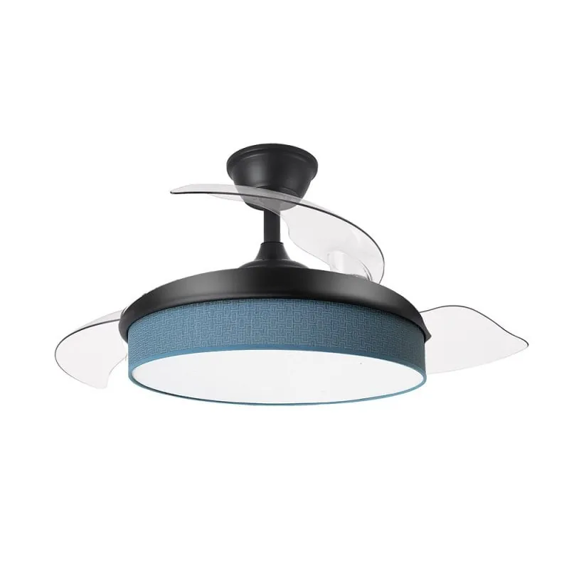 Iluminashop Ventilador de Techo con Luz LED y Mando 72W Negro/Azul Motor DC 350596
