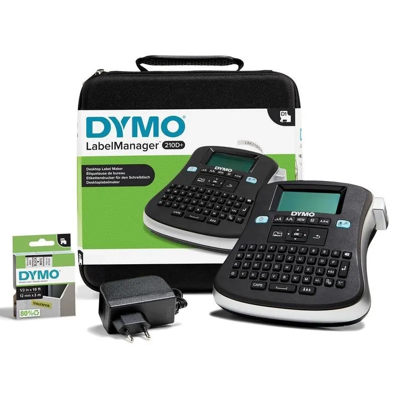 Impresora de etiquetas Transferencia térmica Dymo LabelManager 210D QWERTZ negra y gris S0964070