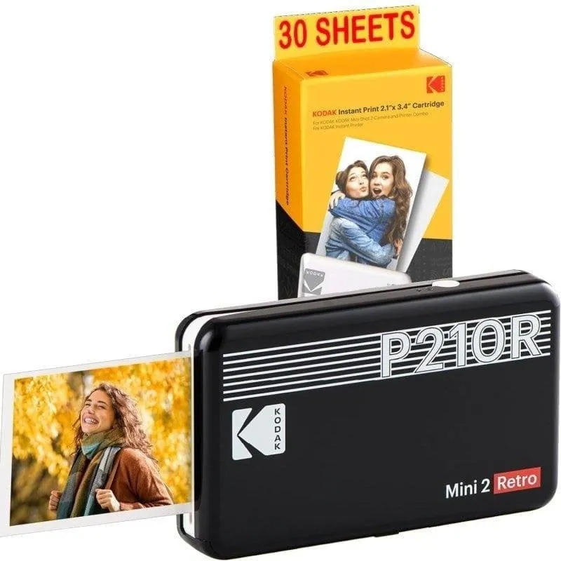 Impresora Fotográfica Bluetooth Kodak Mini 2 Retro P210 portátil con laminado 3760265544790