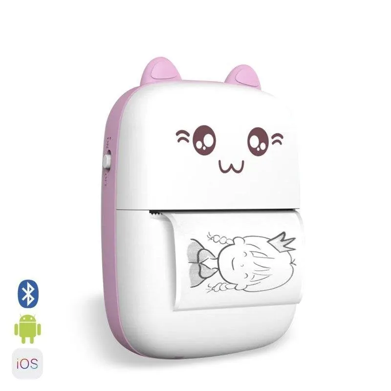 Impresora Térmica Bluetooth Portátil Dam Electronics Gatito Blanco y Negro 203dpi DMAT0038C55