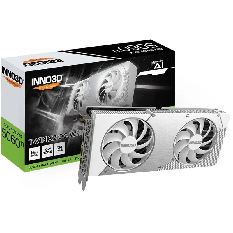 INNO3D GeForce RTX 5060 Ti TWIN X2 OC 16GB GDDR7 Reflex 2 RTX AI DLSS4 Blanca N506T2-16D7X-191073W