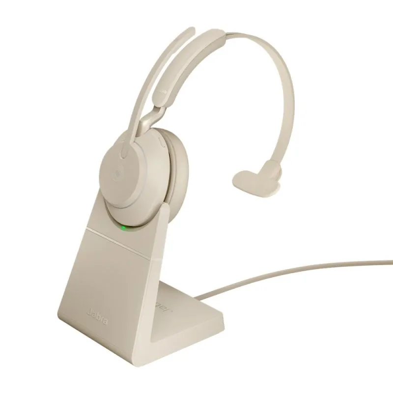Jabra Evolve2 65 Auriculares Inalámbricos Monoaurales con Soporte Beige 26599-899-888