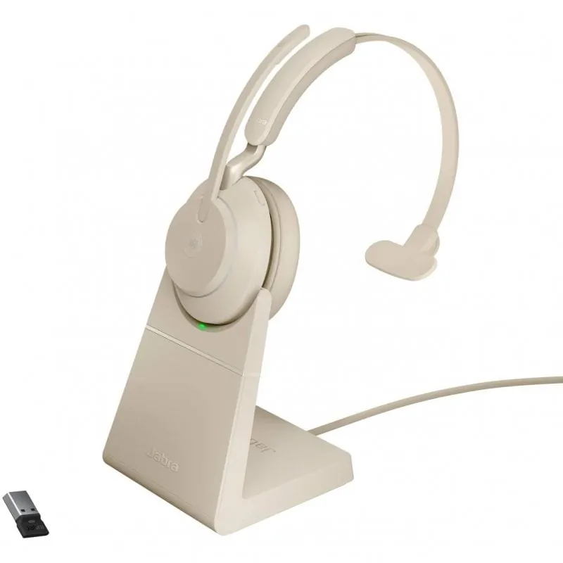 Jabra Evolve2 65 MS Auricular Monoaural Bluetooth/USB-C Beige 26599-899-988