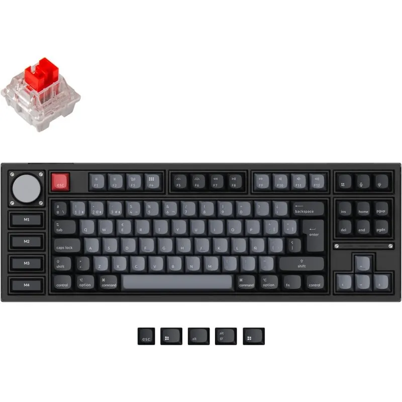 Keychron Q3 Pro QMK/VIA Teclado Mecánico Inalámbrico Fully Assembled Knob Carbon Black K Pro Red Q3P-M1-ES