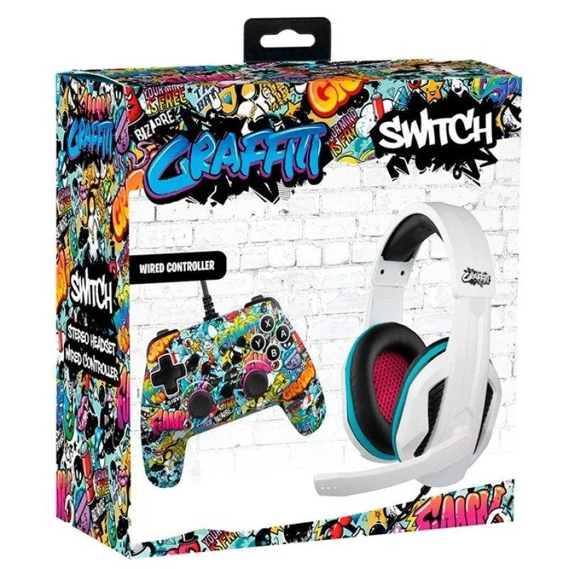 Kit Audio y Mando Wired Indeca Graffiti para Nintendo Switch PW298