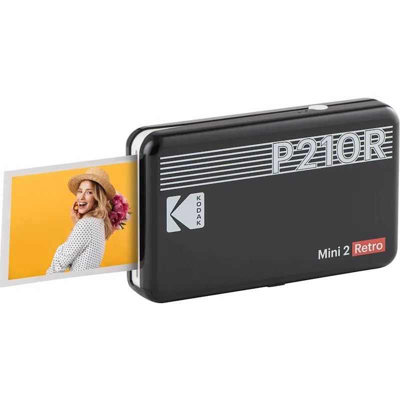 Kodak Mini 2 Retro 4PASS Mini Impresora Fotográfica Portátil Bluetooth 5.3x8.6cm + 8 Hojas Negra 0192143003021