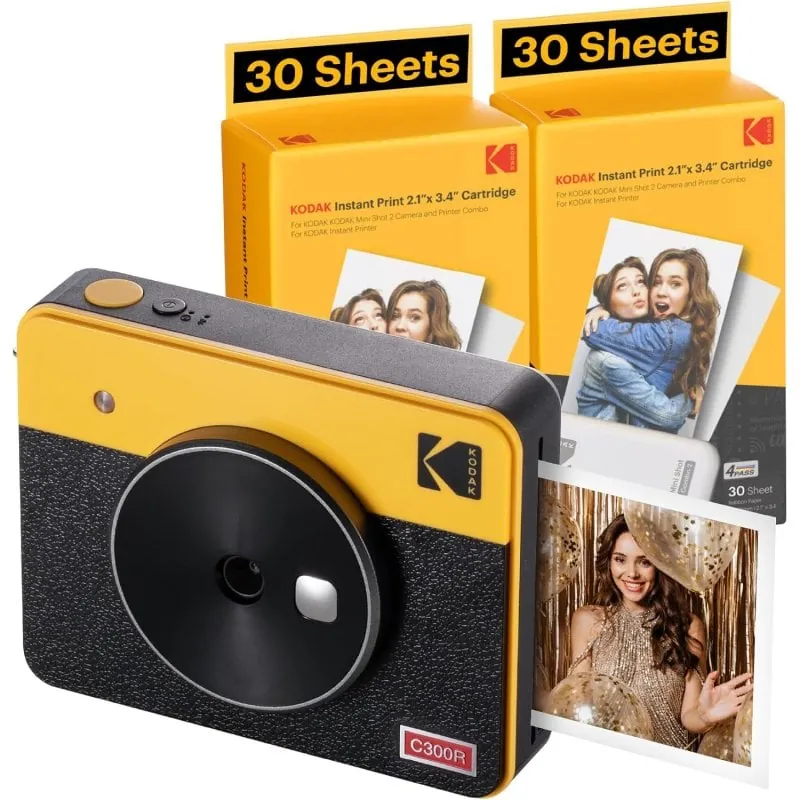 Kodak Mini Shot Retro 3 Cámara + Impresora Fotográfica Sublimación + 60 Fotos C300RY60