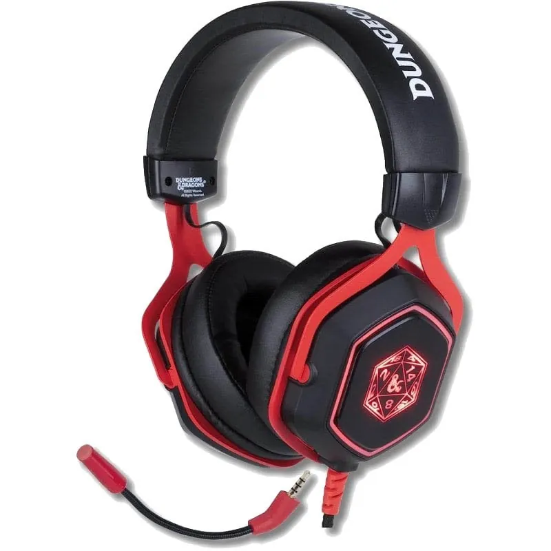 Konix Dungeons & Dragons D20 7.1Auriculares Gaming Multiplataforma Negro/Rojo KX-DND-GH-R20-PC