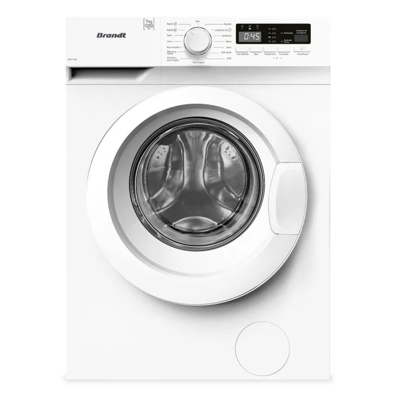 Lavadora Brandt WFB171WP 7kg Carga Frontal 1200rpm D Blanca con Programas Anti Bacterias y Limpieza de Tambor WFB171WP