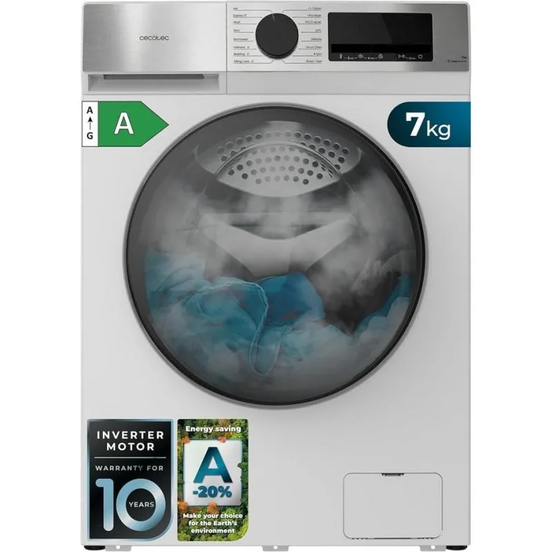 Lavadora Cecotec Bolero DressCode 7450 Inverter Carga Frontal 7Kg 1200rpm A-10% Blanca A01_EU01_116094