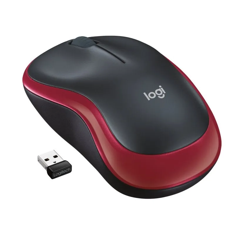 Logitech M185 Ratón Inalámbrico 1000 DPI Negro/Rojo 910-002240