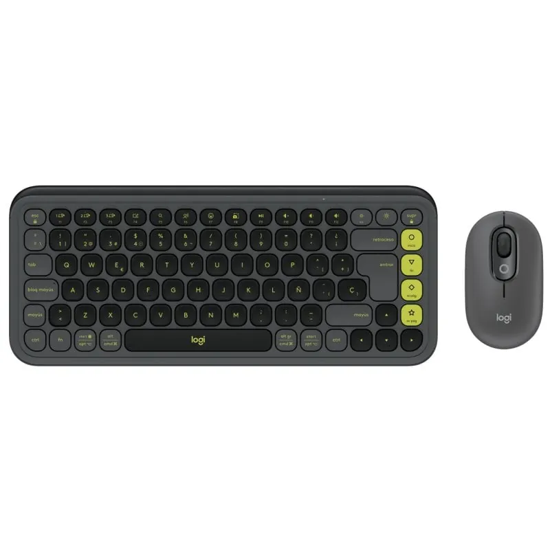 Logitech POP Icon Combo Pack Teclado + Ratón Inalámbrico Bluetooth Grafito y Verde 920-013118