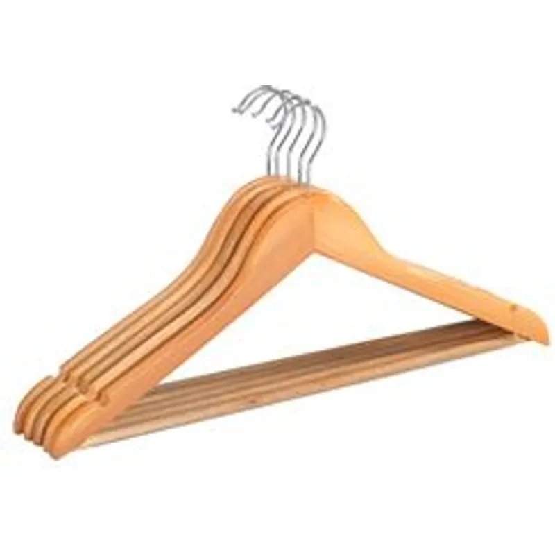 Lote De 5 Percha Madera Natural Wenko 45 Cm Con Puente