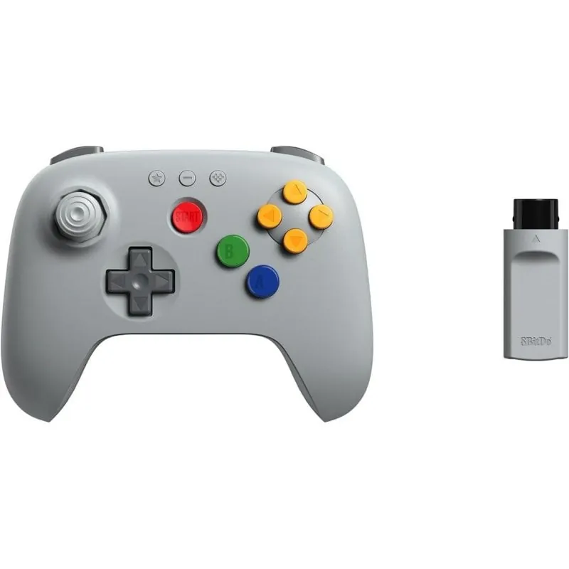 Mando Inalámbrico 8BitDo 64 2.4G para N64, Analogue 3D y Windows - Gris RET00852
