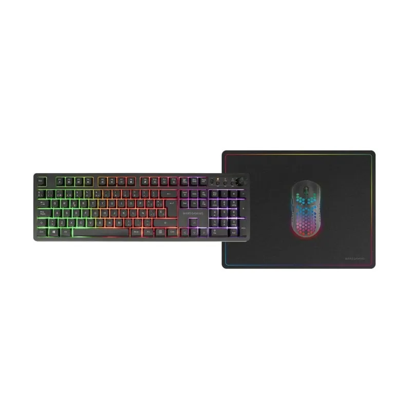 Mars Gaming Mcpwx Combo Gaming Inalámbrico Teclado Frgb Ratón Rgb Alfombrilla Negro Español MCPWXES