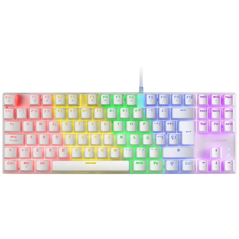 Mars Gaming MK80 Teclado Mecánico Blanco FRGB Switch Azul Layout Español MK80WBES