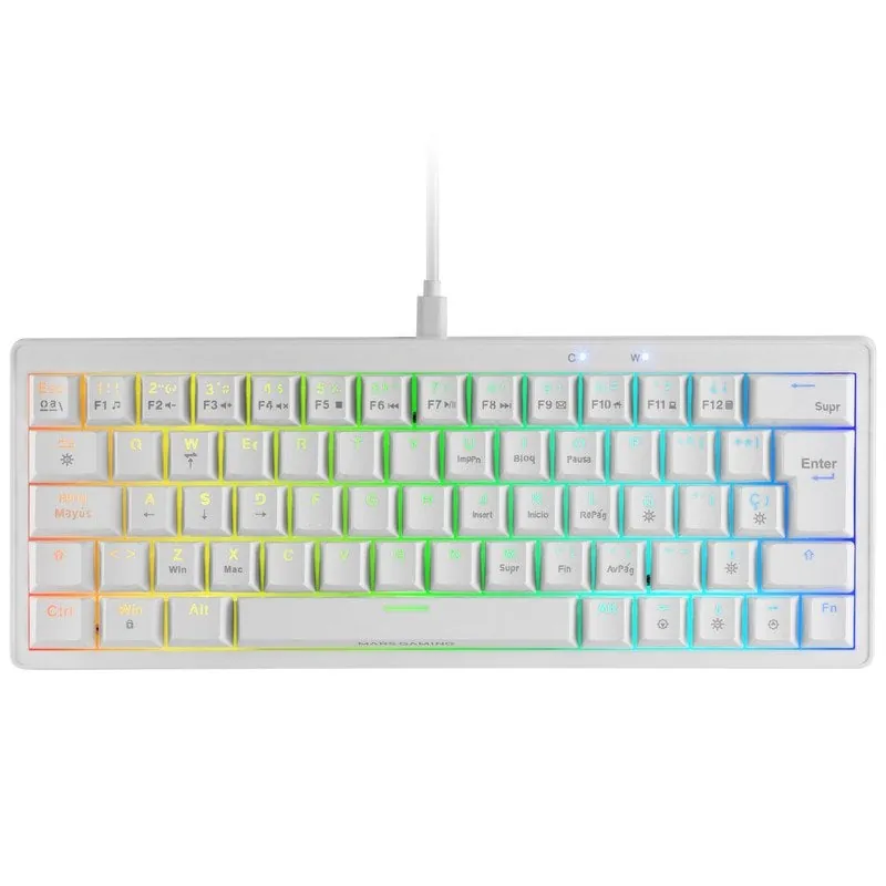 Mars Gaming MKMINIPRO Teclado Mecánico RGB 60% Switch Silencioso Blanco MKMINIPROWYES