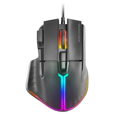 Mars Gaming MM-XT Ratón Gaming RGB Ergonómico con Reposa Pulgar 12800DPI Switches Huano Negro MMXT