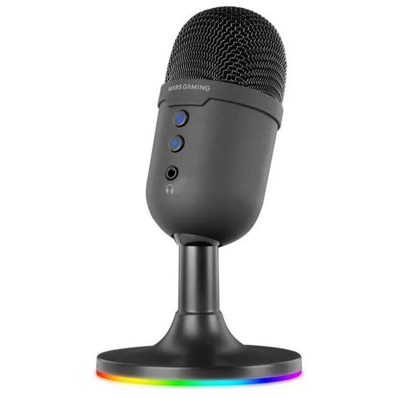 Mars Gaming MMIC-CX Micrófono de Estudio Profesional Compacto ARGB ENC Condensador Cardioide Negro MMICCX