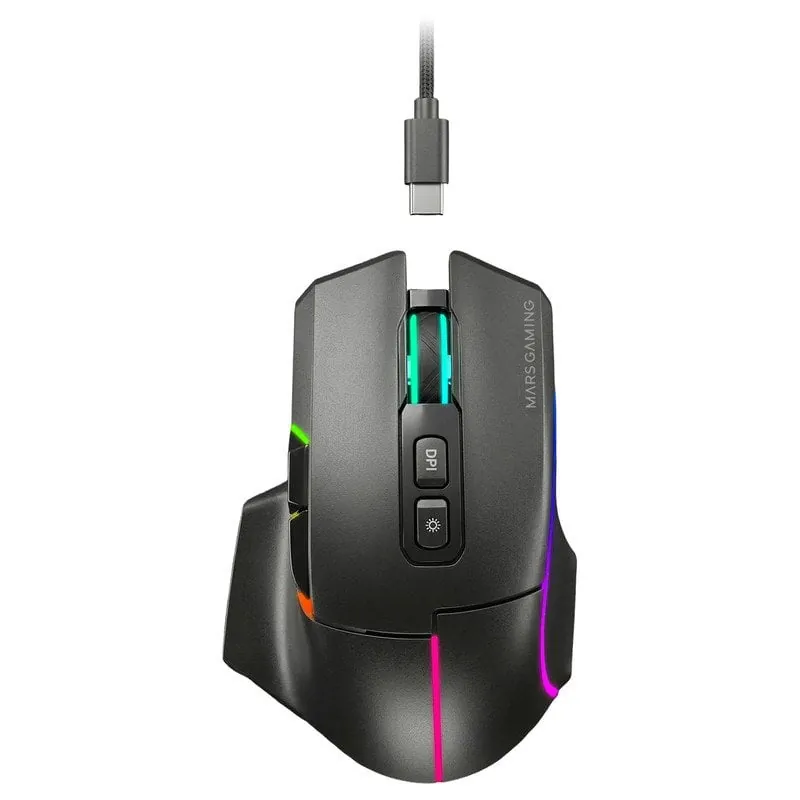 Mars Gaming MMW-VECTOR Ratón Inalámbrico Tri-mode 12000 DPI 70h Negro MMWVECTOR
