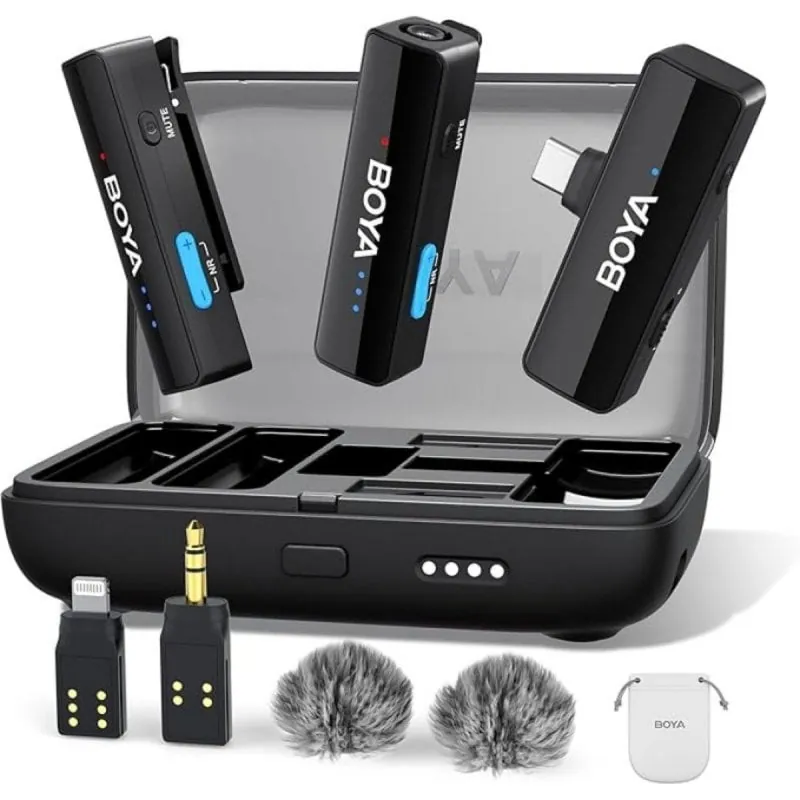 Micrófono BOYA BOYALINK 2 inalámbrico 3 en 1 omnidireccional USB-C/TRS con cancelación de ruido Boyalink2