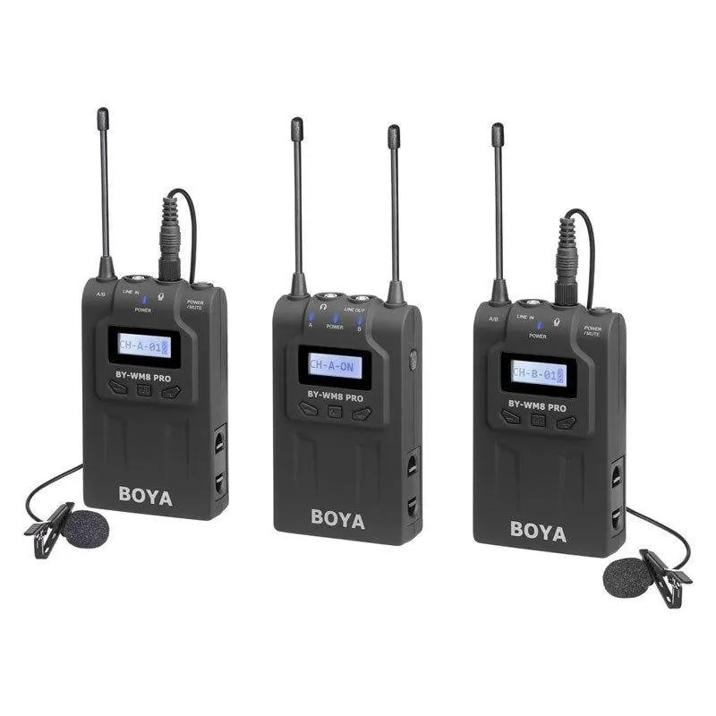 Micrófono BOYA BY-WM8 Pro-K2 inalámbrico UHF omnidireccional doble canal BOYWM8PROK2