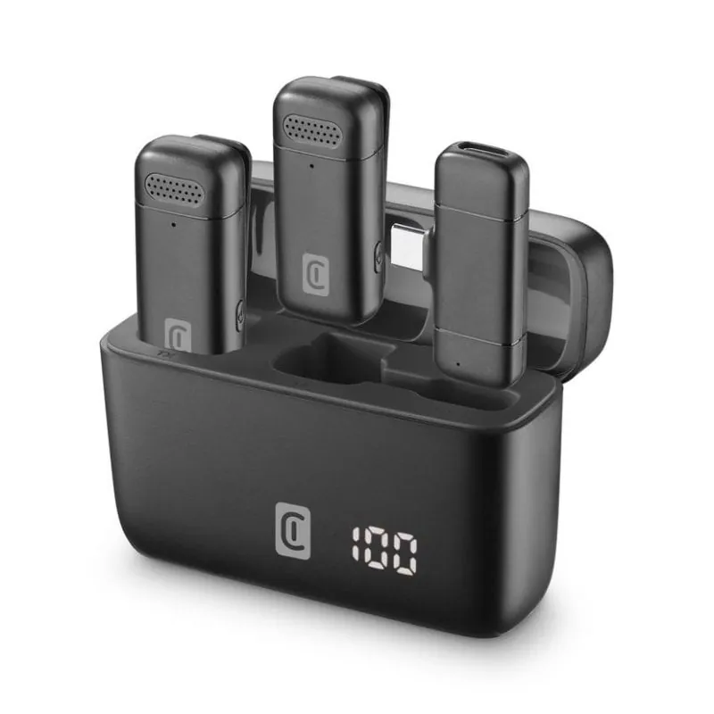 Micrófono Cellularline Talk Pro USB-C inalámbrico con reducción de ruido y doble micrófono WLSTALKPROK