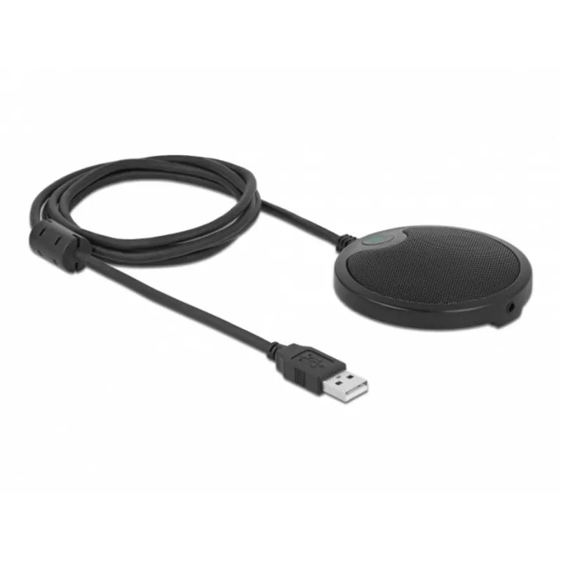 Micrófono Delock USB omnidireccional para conferencias con botón silencio y salida auriculares 20672