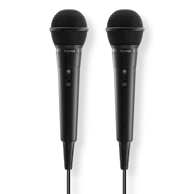 Micrófono Hama Karaoke con cable, unidireccional, jack 3,5 mm, set de 2 00046002