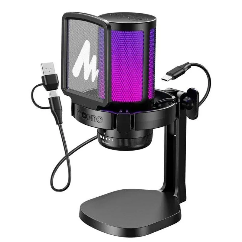 Micrófono Maono DGM20 USB cardioide con iluminación RGB personalizable DGM20MAONO