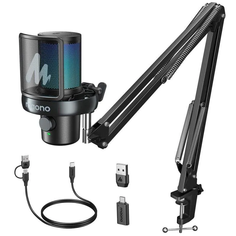 Micrófono Maono DM40 Pro-S USB inalámbrico cardioide con RGB y brazo DM40PROSMAONO