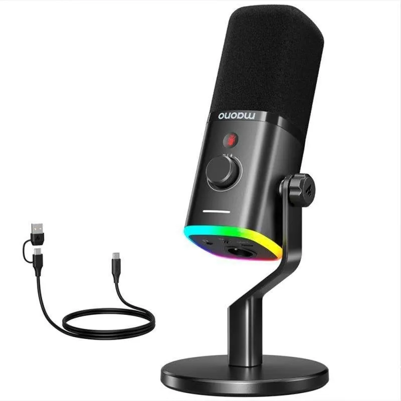 Micrófono Maono PD100X USB/XLR cardioide con iluminación RGB personalizable PD100XMAONO