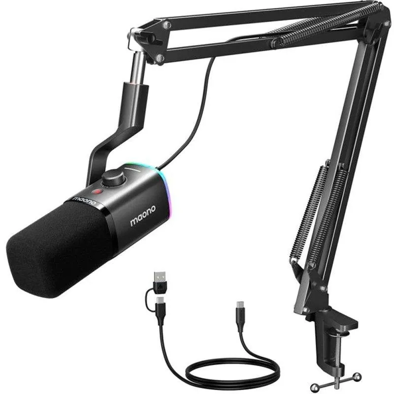 Micrófono Maono PD100XS USB/XLR cardioide con iluminación RGB y brazo soporte PD100XSMAONO