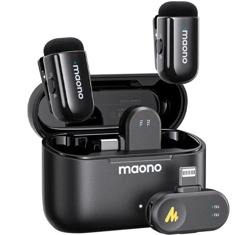 Micrófono Maono WM622 PB2 inalámbrico con control de volumen y batería de larga duración WM622PB2MAONO
