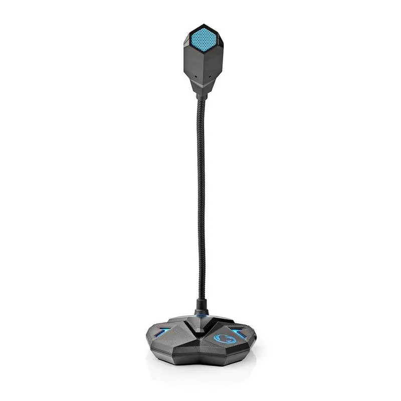 Micrófono Nedis GMICGU100BK USB omnidireccional con cuello flexible y botón silencio GMICGU100BK