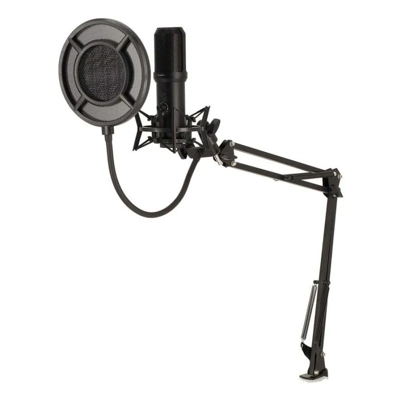 Micrófono Nedis GSMIC410BK USB cardioide con filtro antipop y soporte GSMIC410BK