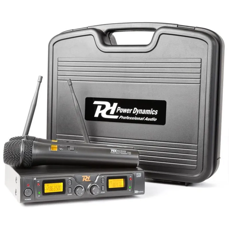 Micrófono Power Dynamics PD782 inalámbrico de mano UHF con receptor rack 179196