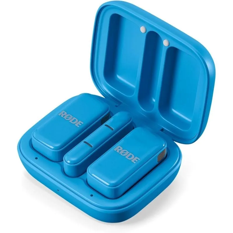 Micrófono RØDE Wireless Micro USB-C omnidireccional ultracompacto con estuche de carga WIMICROCBLU