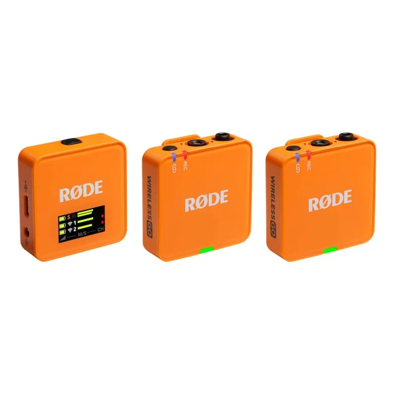 Micrófono Rode Wireless GO inalámbrico omnidireccional batería 2 canales naranja WIGOGEN3ORA